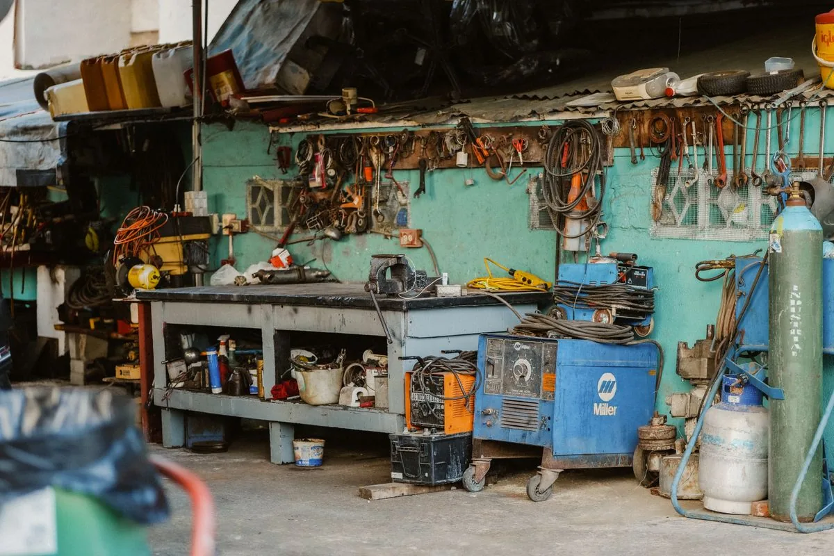 Interior of Sharma Electrical and Electronics motor repair workshop at PNB Chowk, Basaitha