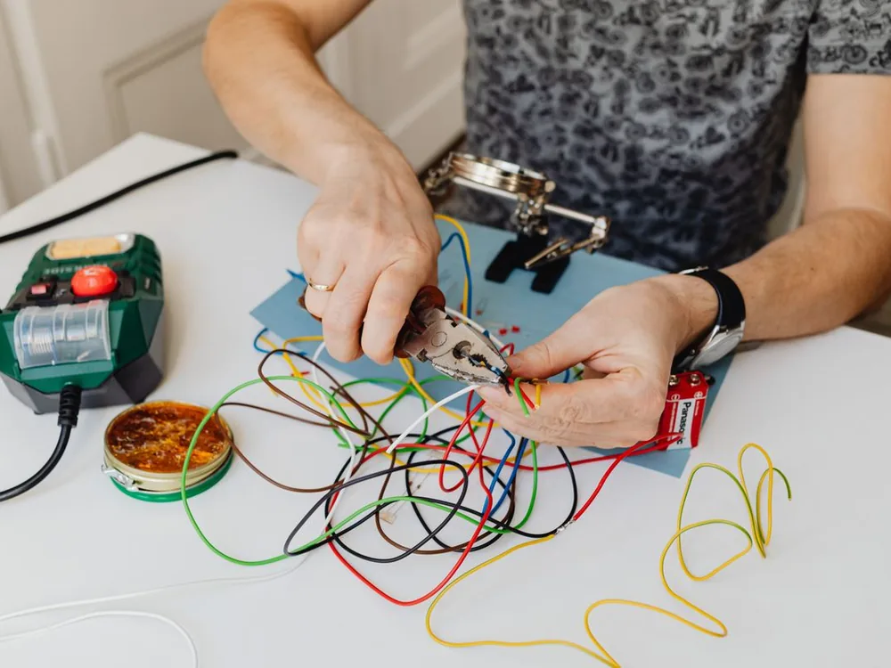 Color-coded industrial control wiring and relay harness installation
