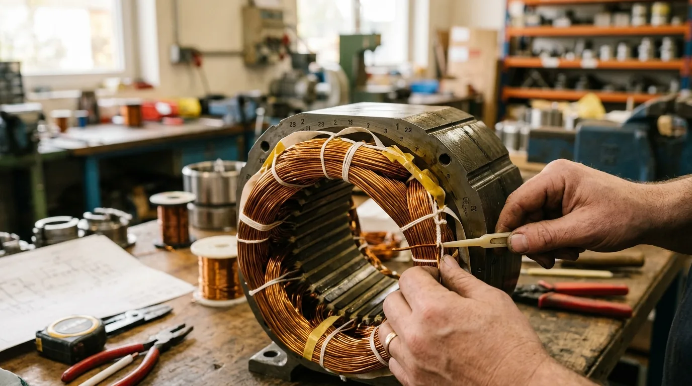 Precision electric motor copper coil rewinding with Class-H insulation