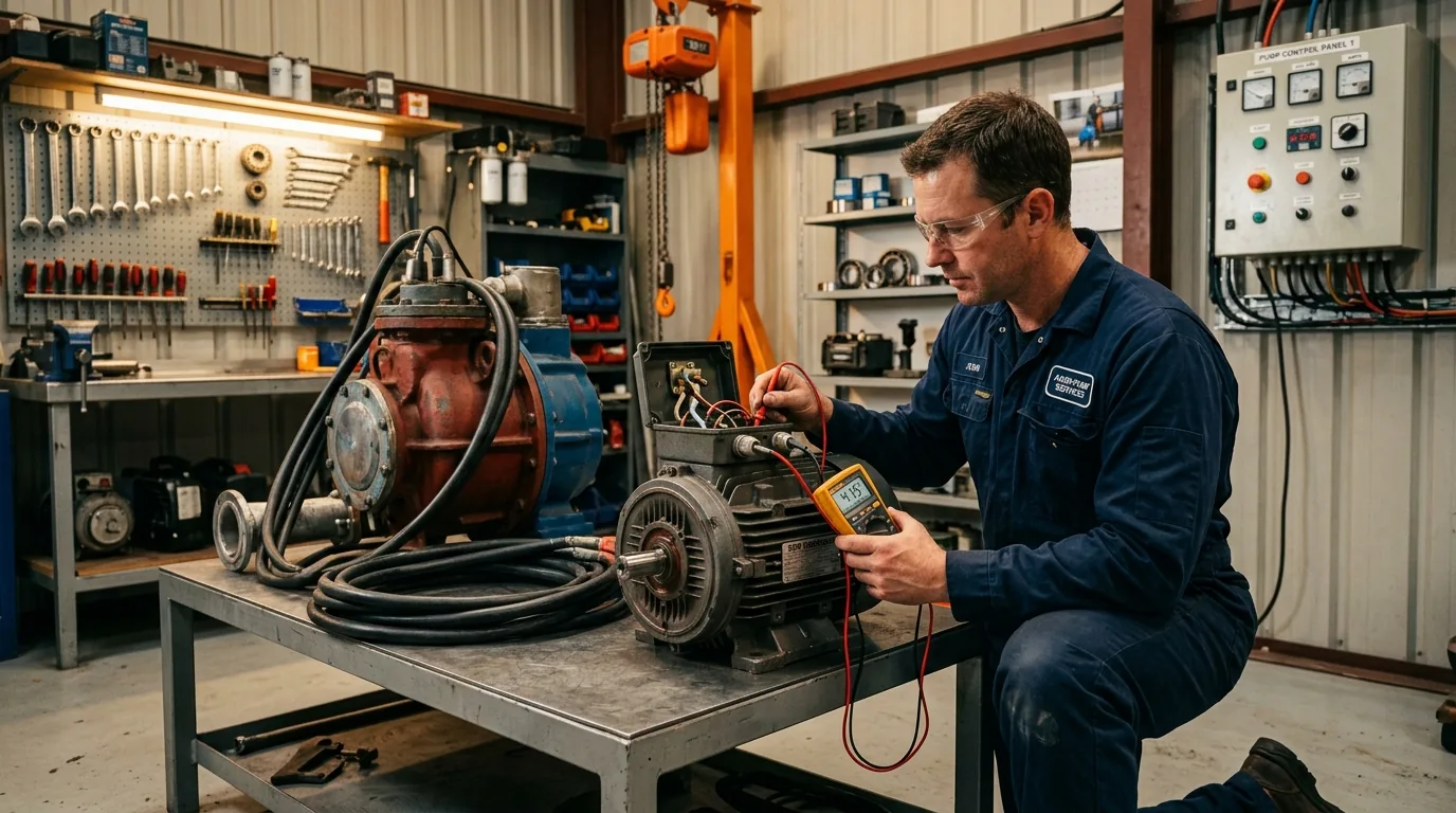 Agricultural borewell submersible pump and motor electrical diagnosis